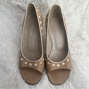 L’Autre Chose Polka Dot Applique Leather Peep‎ Toe Pumps Size 7 $320
